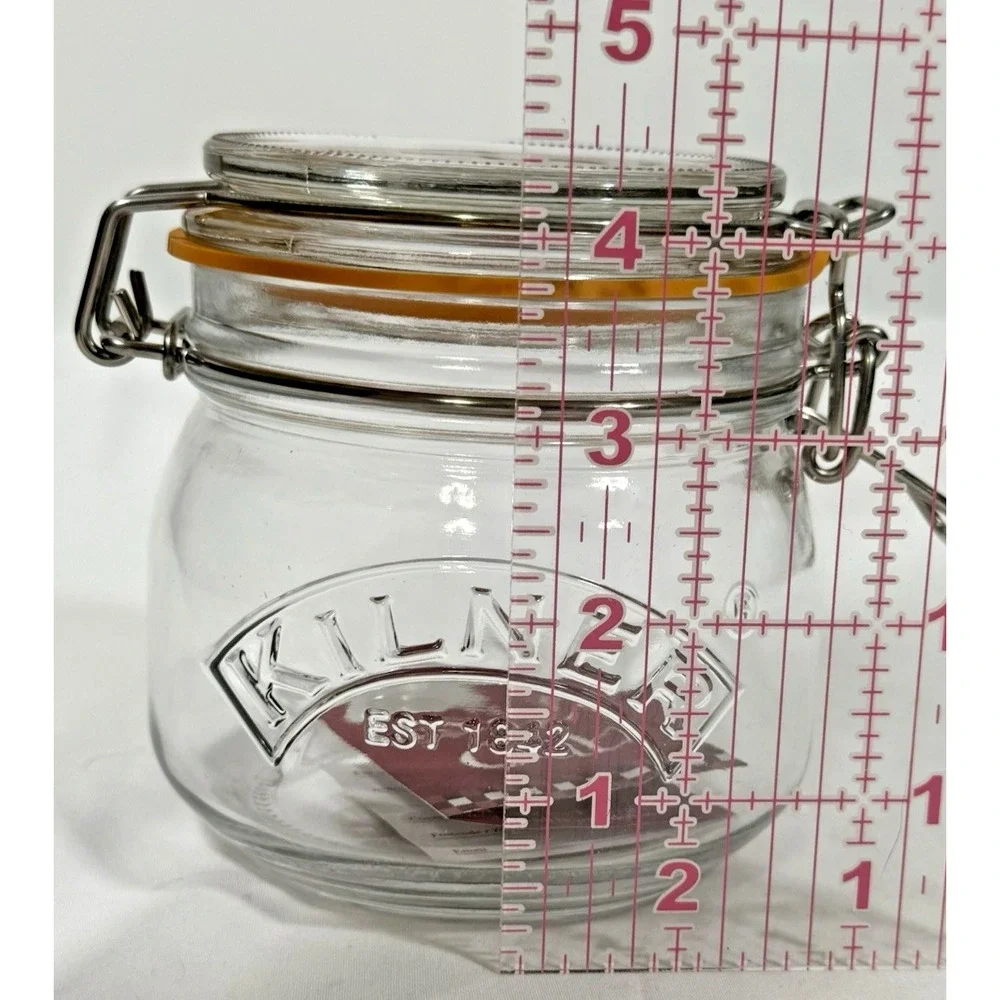 Kilner Clip Top Glass Jar Small Clear Orange Seal Airtight Storage 0.35L